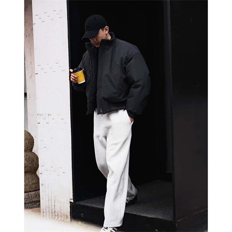 抖音得物美式潮休闲夹克春季立领纯色复古工装加厚棉服外套MF01,男装夹克,电商A443