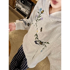 网图有货新中式刺绣花卉连帽华棉卫衣男女情侣外套上衣A819-P50，女装短外套，星座1505