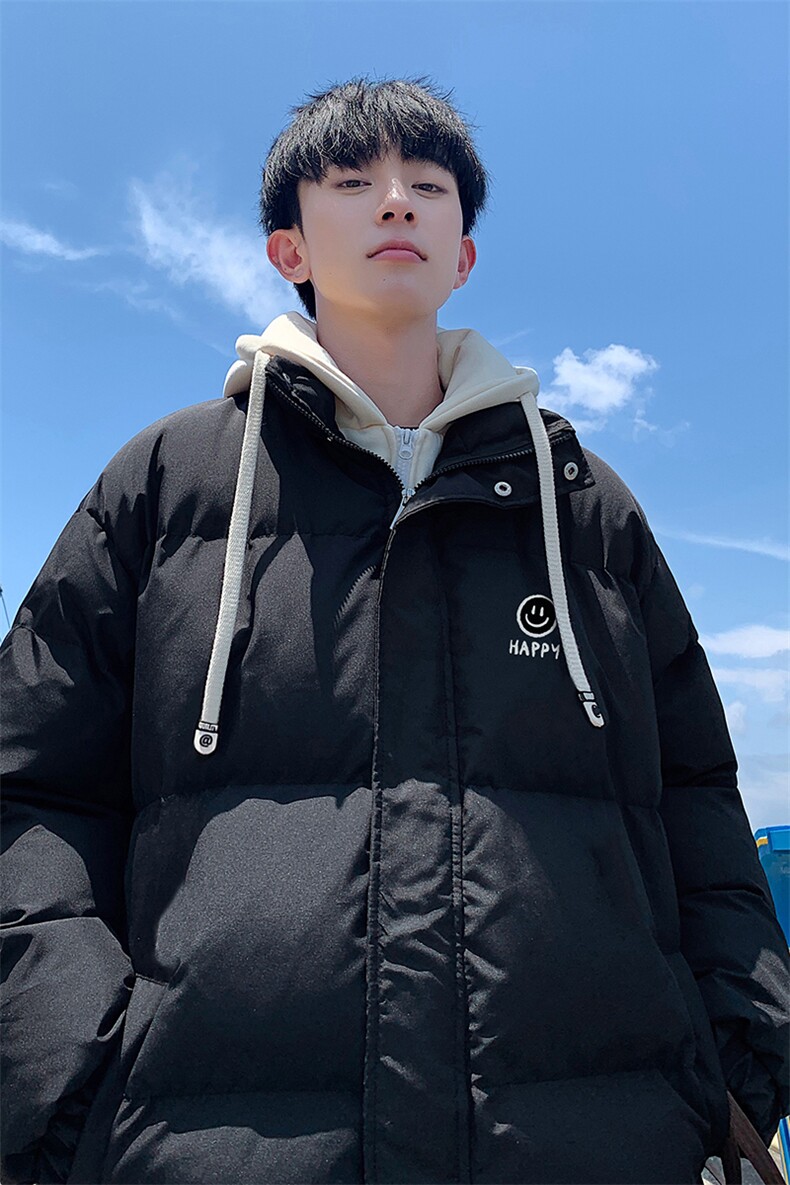 DT4245-TP85控价128冬季假两件男连帽外套表情印花新款港风棉衣,男装棉衣,电商A102-1