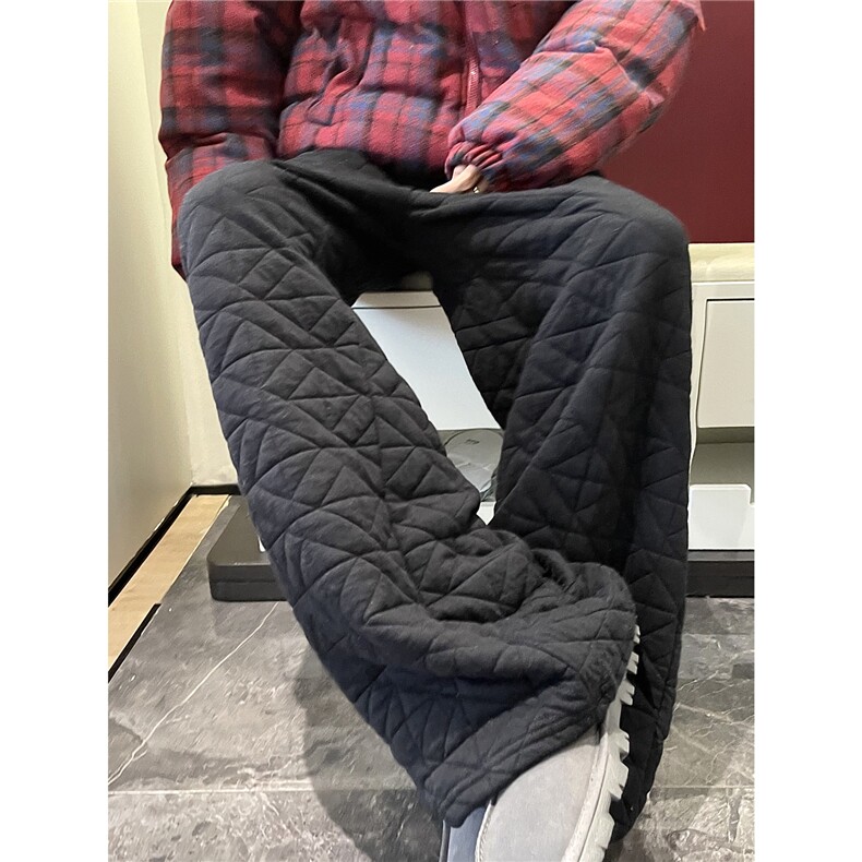 【现货】612-K228-P75冬季棉裤不规则菱格压线宽松直筒宽松休闲裤,男装休闲裤,星座612