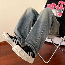 秋季高街牛仔裤男宽松百搭潮牌青少年休闲裤子N25-P43，男装牛仔裤，星座308B-1