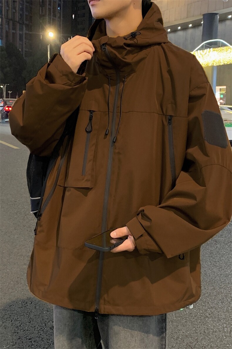 中性风工装冲锋衣男高品纯色宽松夹克外套DSA157B-J91-P60,男装夹克,电商A157B