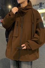 中性风工装冲锋衣男高品纯色宽松夹克外套DSA157B-J91-P60，男装夹克，电商A157B