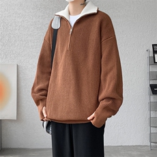 8XL-M立领半拉链毛衣男大码慵懒风宽松日系针织衫外套MY19002P78，男装针织衫/毛衣，电商B312