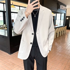 ins炸街休闲西装套装男秋冬季痞帅轻熟风宽松外套黑色西服W02，男装西服，星座1116A-2（原606A-1）