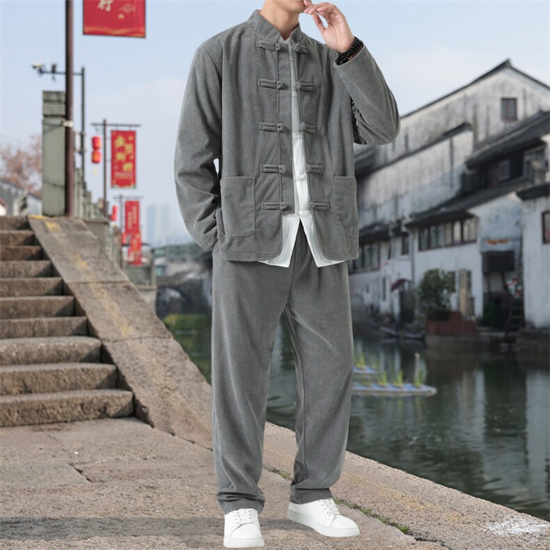 男士外套灯芯绒夹克套装盘扣立领风XZ1512-2501套装-P110,男装夹克,星座1512