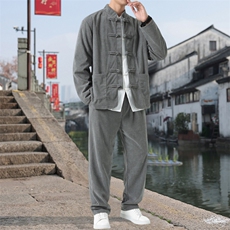 男士外套灯芯绒夹克套装盘扣立领风XZ1512-2501套装-P110，男装夹克，星座1512