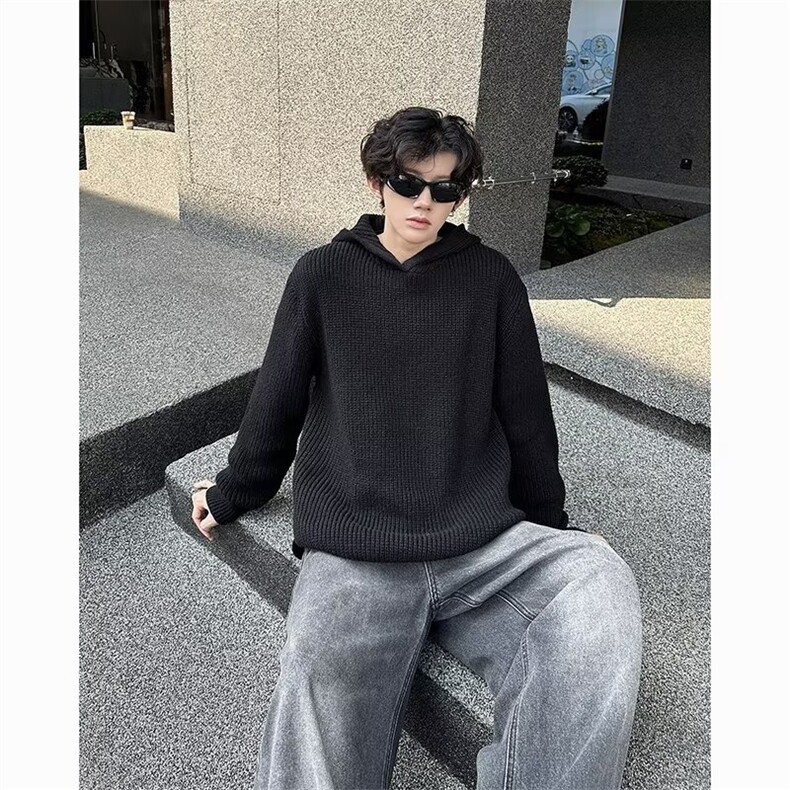 秋季连帽毛衣男生宽松慵懒风针织衫痞帅简约外套5801P47,男装针织衫/毛衣,星座410-2