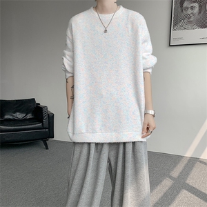 WY10156-特批40 控78 新款圆领简约套头宽松大码卫衣糯米衣服男图片