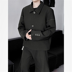 黑色短款垫肩西装外套男痞帅夹克老钱风穿搭dk西服W6555-P63，男装夹克，星座412-2