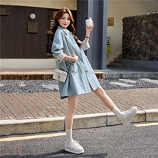 风衣女2026春新款宽松显瘦气质时尚中长款韩系单排扣洋气风衣外套，女装风衣，冬木谷雨