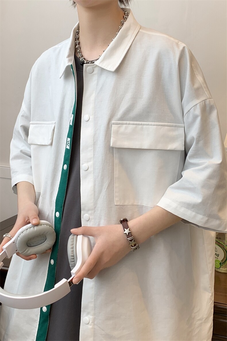 C230-P50控78夏季港风大码宽松百搭衬衣纯棉短袖衬衫,男装T恤,星座109-1