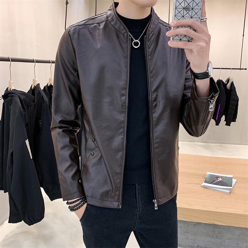 春秋韩版潮流帅气修身PU皮衣男短款青年皮夹克机车服外套813-P55,男装夹克,星座1403B
