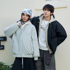 !潮流冬季连帽拉链加绒加厚棉衣情侣撞色棉服外套 MY5567-P78图片