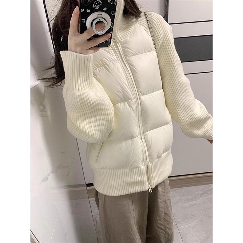 150-1/M78791/P94杏色针织拼接袖子设计棉服情侣潮款男女同款棉服,男装棉衣,星座1506-1