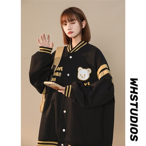中性春季百搭宽松棒球服拼色夹克情侣棒球服外套女G6291 P65控78图片