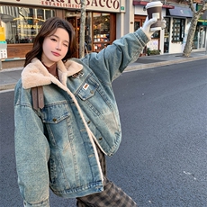 新款现货主推内里仿貂毛牛仔皮毛外套9908-P195-K288，女装短外套，2C129