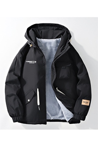 冬季外套男加绒加厚潮牌夹克男连帽宽松保暖派克服 A436-D201-P80图片