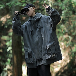 A942-P72 春秋季宽松休闲连帽冲锋衣男美式潮牌机能防风工装夹克图片