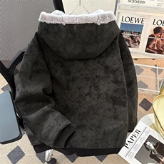 【】冬季荔枝纹男女PU皮加绒仿兔毛内里连帽棉服S1322P93，男装棉衣，星座1112-1