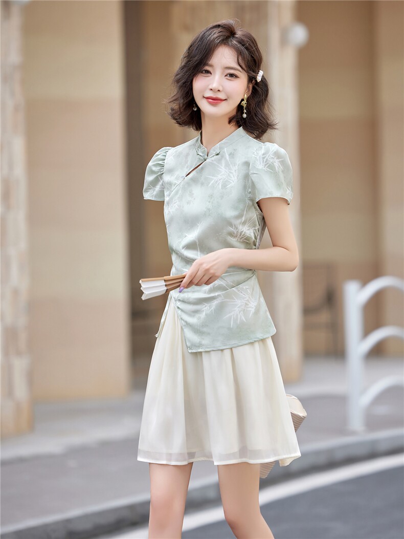 独特气质穿搭新中式G风时尚上衣短裤套装女2025夏季新款潮品,女装套装/套裙,众宇琦