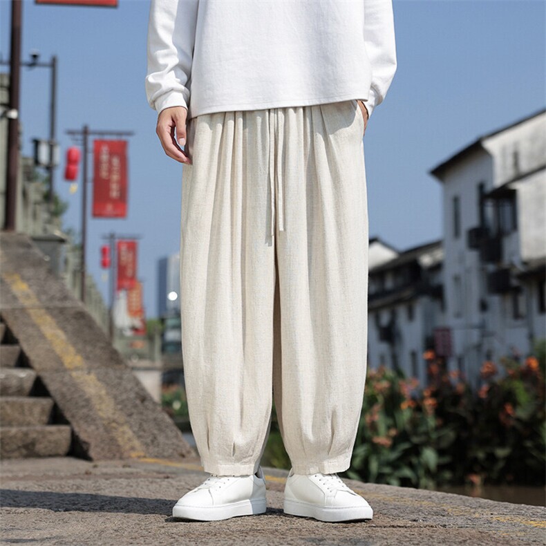 现货风新款大码休闲裤男士棉麻纯色简约裤A021-ZK62-70控98,男装休闲裤,电商A021