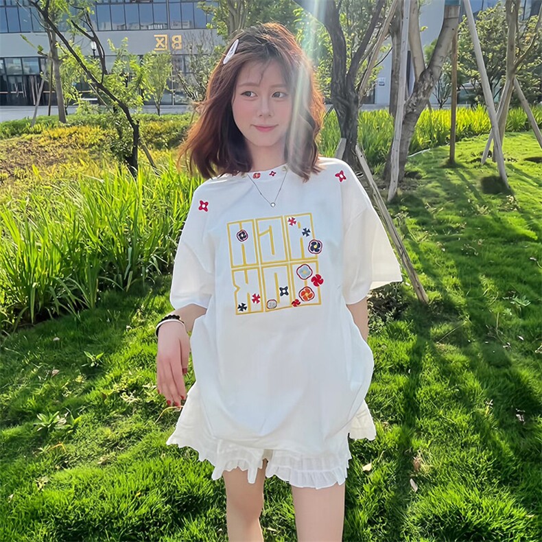 万针全刺绣工艺抖音得物高品质260克重磅纯棉双纱美式高街短袖T恤,男装T恤,电商A486
