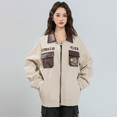 A477-P100春秋新款刺绣拼接外套男女个性港风外套，男装夹克，星座911