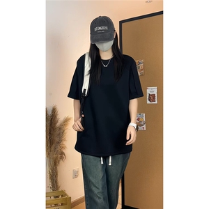 美式风圆领短袖T恤男女宽松型显瘦重磅百搭休闲上衣T3706-特价P24图片
