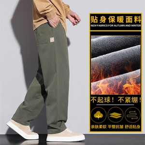 秋冬松紧休闲裤男宽松直筒加厚美式高街阔腿裤Z2328-P50/加绒P55