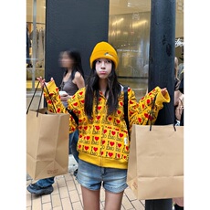 复古字母爱心长袖开衫卫衣男女春秋宽松休闲百搭情侣外套WA227，女装短外套，星座1116A（原606A-3）
