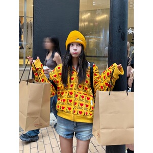 复古字母爱心长袖开衫卫衣男女春秋宽松休闲百搭情侣外套 WA227图片