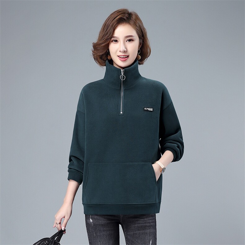 2021年冬季新款潮加绒加厚高领卫衣女长袖休闲百搭上衣服女棉，女装卫衣/绒衫，简韵佳