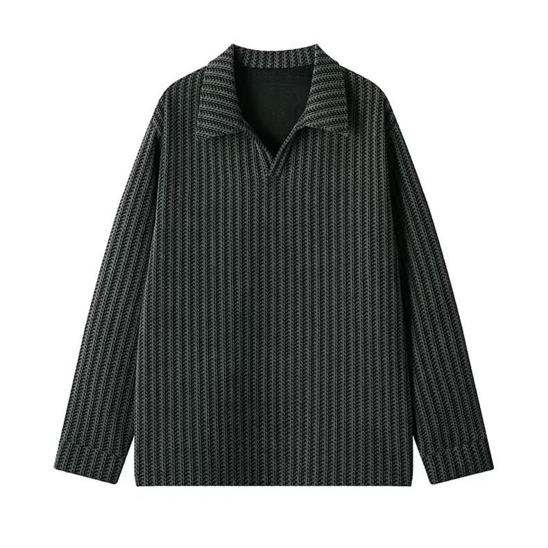 雪尼尔280g重磅新款鱼骨纹Polo领大码长袖T恤男T24553-特P25控48,男装T恤,电商A001