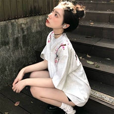 万针全刺绣工艺抖音得物高品质260克重磅纯棉双纱美式高街短袖T恤，男装T恤，电商A486-1