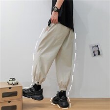 2025春装九分工装裤男韩版潮宽松百搭哈伦萝卜束脚裤K601P50控68，男装工装外套，电商C323