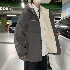 冬季羊羔绒棉服男美式高街宽松反光棉衣韩版潮流痞帅外套MD38，男装棉衣，星座1116A-1（原606A）