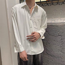 文艺潮流气质禁欲宽松垂坠感痞帅白衬衫慵懒原宿新款简约CS372，男装衬衫，星座1116A（原606A-3）