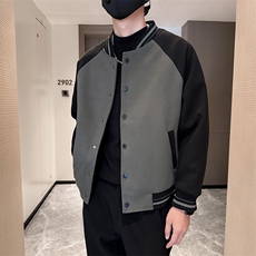 社会小伙高端呢子拼色宽松韩版外套大衣夹克男A236-JK8016-P130，男装夹克，电商A236