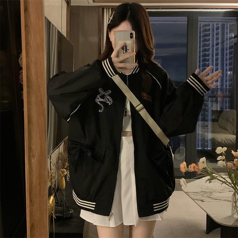 秋季新款黑色棒球服外套美式复古学院风宽松夹克上衣C823-P88,男装夹克,星座911-2(原星座613-2）