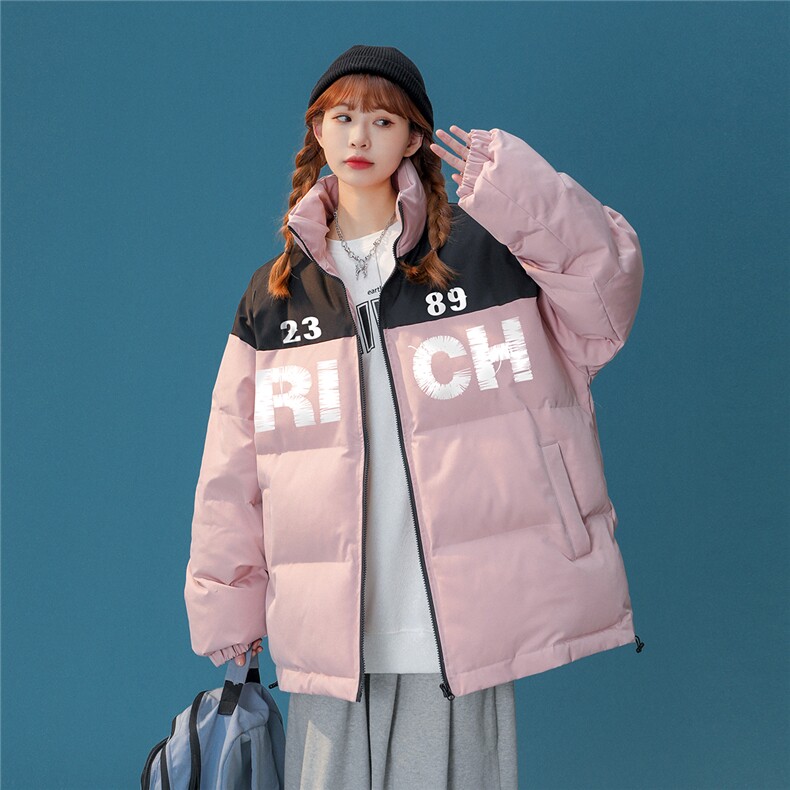 中性22冬季新品字母印花拼色立领棉衣TPMY256P85控138特批无差价，男装棉衣，A247A