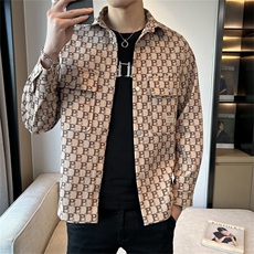 店主风春季新款衬衫外套休闲百搭印花时尚潮流翻领夹克JK096-P85，男装夹克，电商A413
