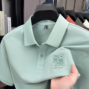 短袖T恤男士夏季翻领POLO衫男上衣纯色高克重半袖体恤男图片