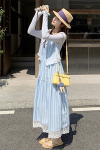 【新款】25夏季兰色竖条纹度假风两件套L602-P165-K228图片