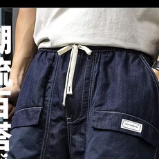 美式重磅工装短裤男夏季2025年新款法式休闲裤子男直筒牛仔五分，男装牛仔裤，星座506A