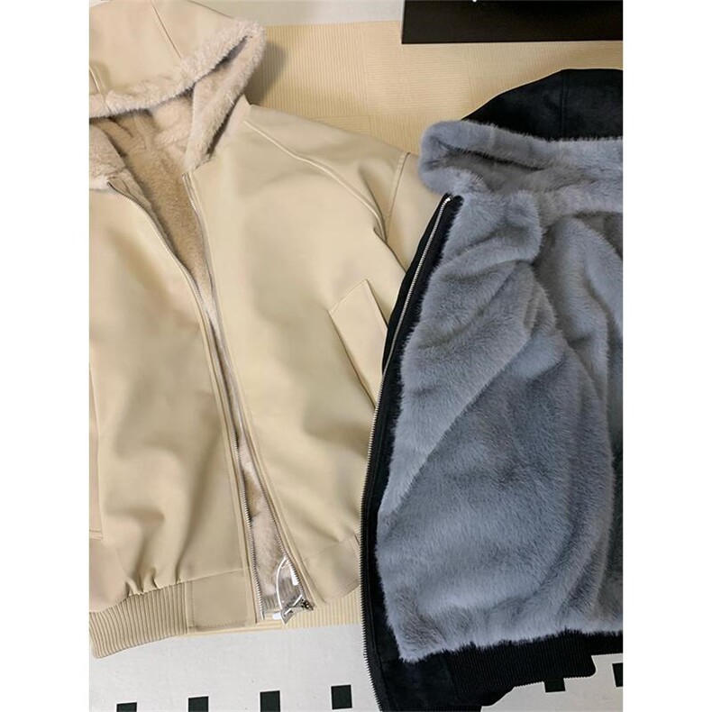 现货高品质美式高街冬季重磅座山雕大毛毛领pu皮棉衣男女加厚外套,男装皮衣,电商A486
