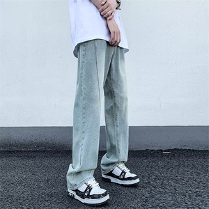 青春流行ins男直筒水洗牛仔裤 P45图片