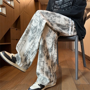 ！2025秋冬新款男士潮牌直筒裤情侣拖地裤WK2055特P35加绒P45图片