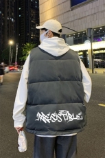 港风夜景搞怪字母印花白鸭绒百搭羽绒马甲A247-MJ102特批115控168，男装背心/马甲，电商A247