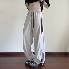 抖音品质夏季新款美式三条杠宽松冰丝裤B315-K25662-特p35控68，男装休闲裤，电商B315